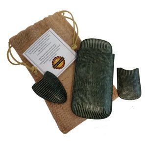 Tampa Fuego Green Genuine Alligator Leather Cigar Cutter Lighter Case Set
